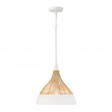 Capital 353911WE - 1-Light Boho Pendant in Matte White with Handcrafted Natural Rattan