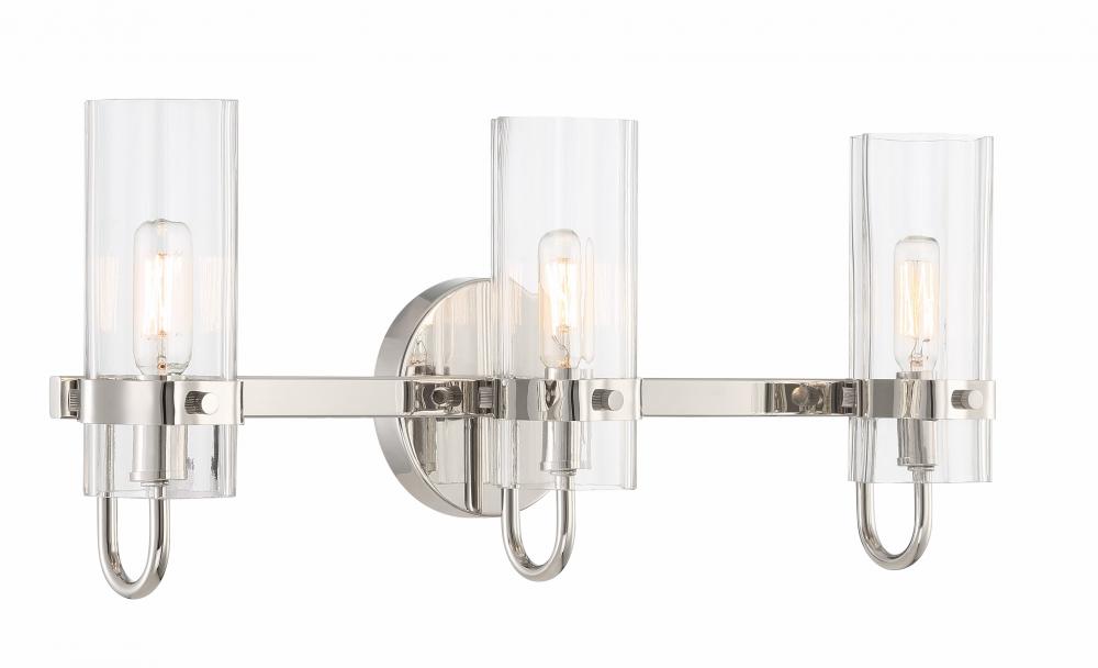 Brook 3 Light Vanity in Polished Nickel