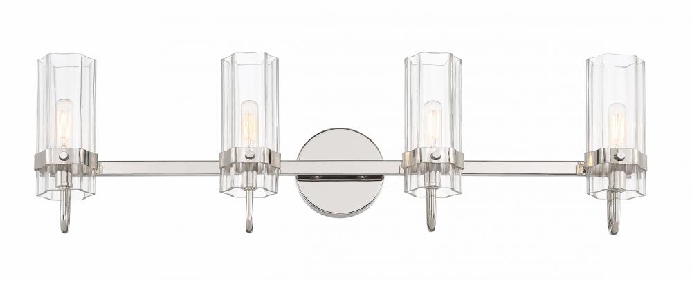 Brook 4 Light Vanity in Polished Nickel