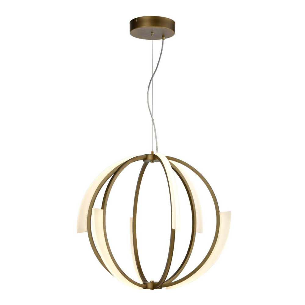 LED 26" Aged Brass Geometrical Sphere Styled Chandelier