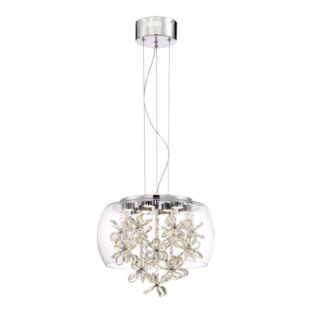 LED 16" Clear Glass Dome Shade Pendant Light