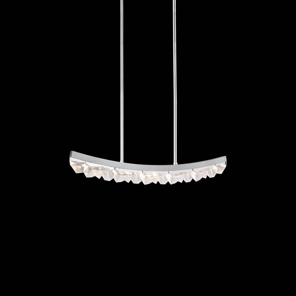 LED 3CCT 32" Unique Curved Crystal Polished Nickel Linear Pendant Light