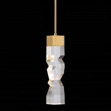 ZEEV Lighting MP11305-LED-3x3-AGB - LED 3CCT 1-Light 3"x3" Carved Crystal Aged Brass Mini-Pendant
