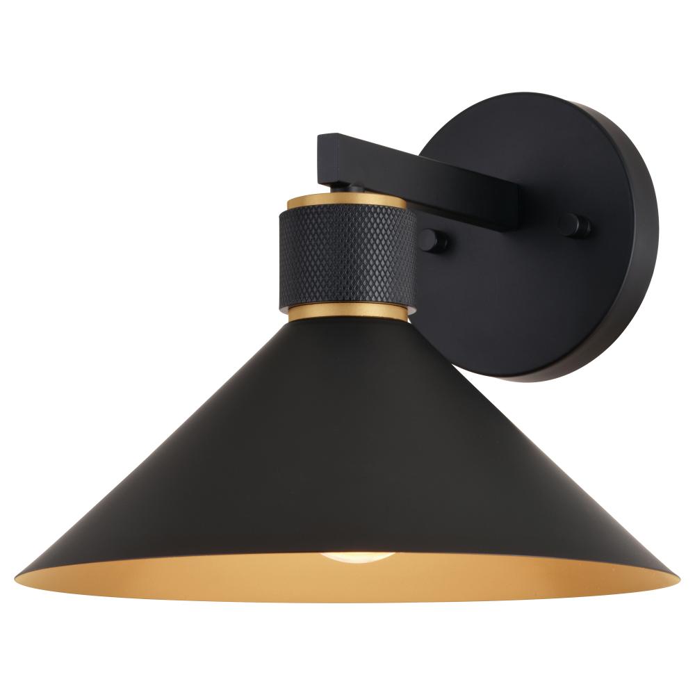 Dunbar 10-in Outdoor Wall Light Matte Black and Gold