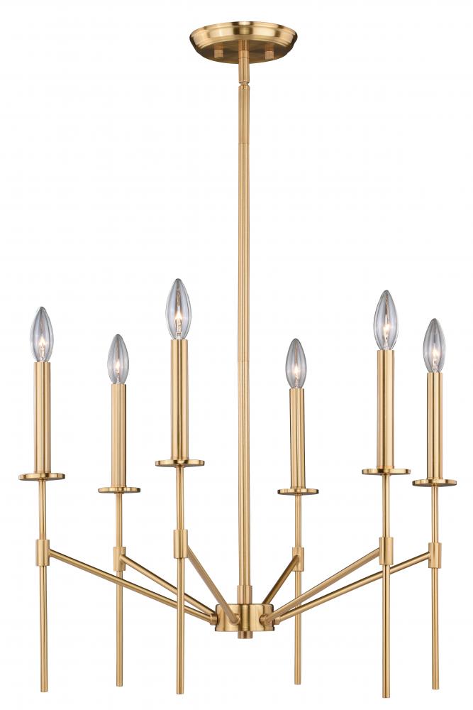 Kedzie 6L Chandelier Natural Brass