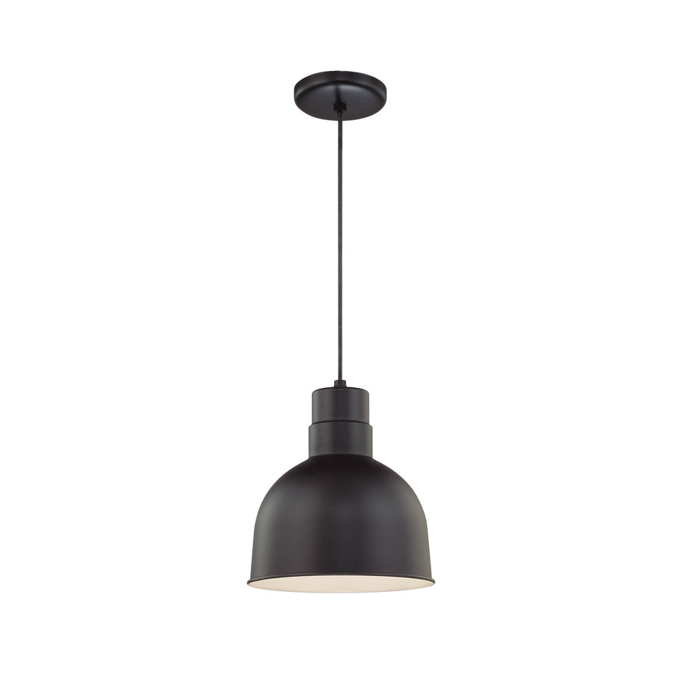 R Series 1-Light Cord Hung Deep Bowl Shade Satin Black