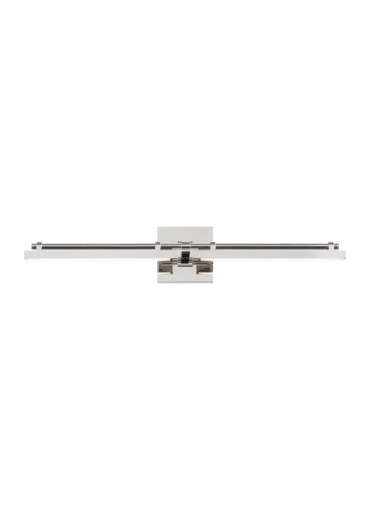 Modern Kal dimmable LED Medium Vanity Light in a Polished Nickel/Silver Colored finish