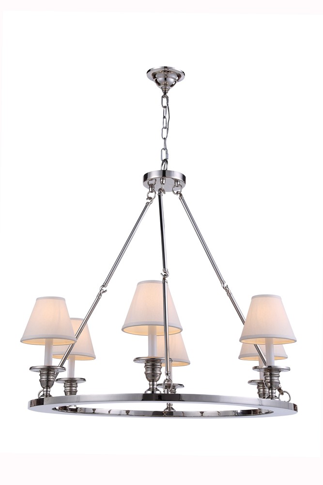 1402 CHESTER Collection Pendant lamp D:32" H:27" Lt:6  Polished Nickel Finish