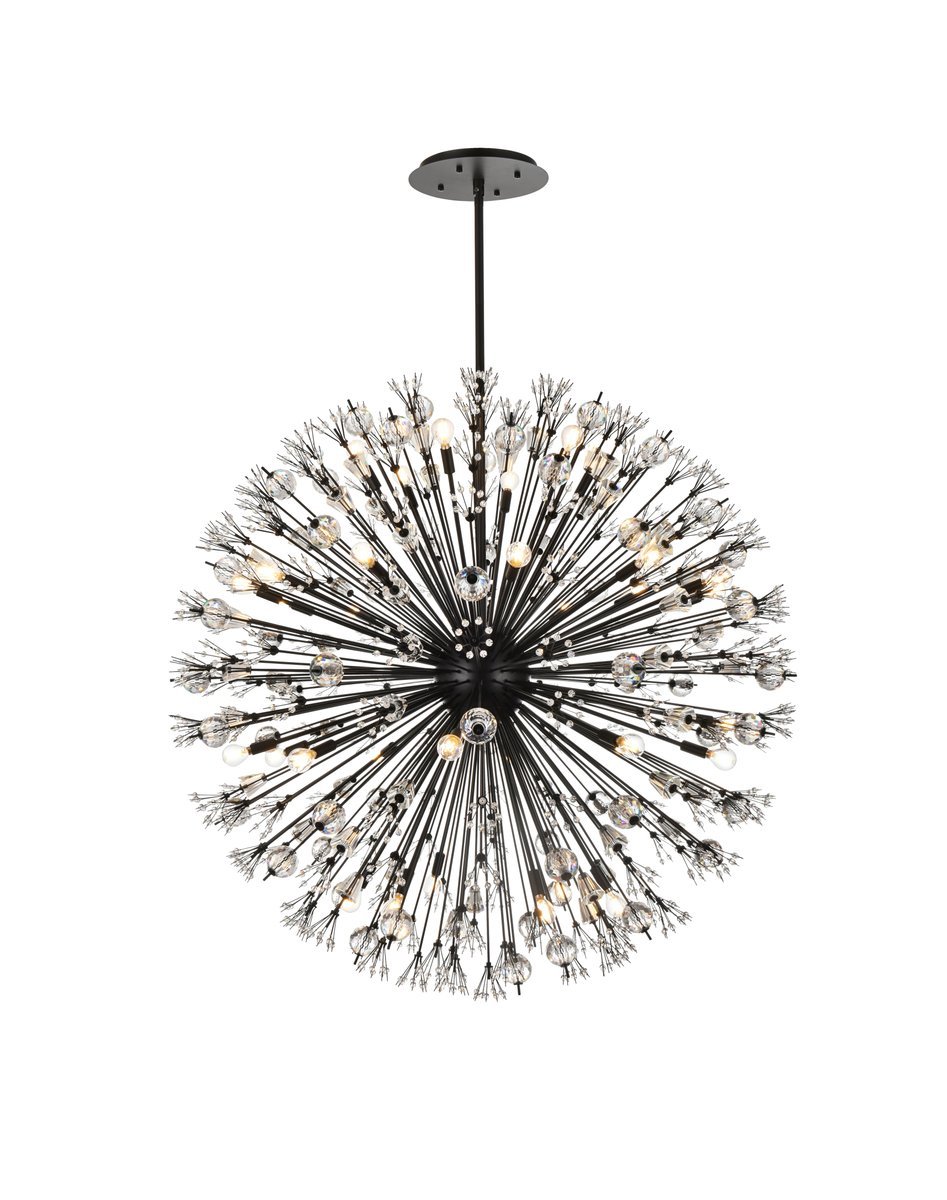 Vera 50 Inch Crystal Starburst Round Pendant in Black