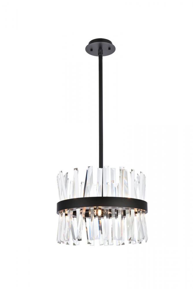 Serephina 16 Inch Crystal Round Pendant Light in Black