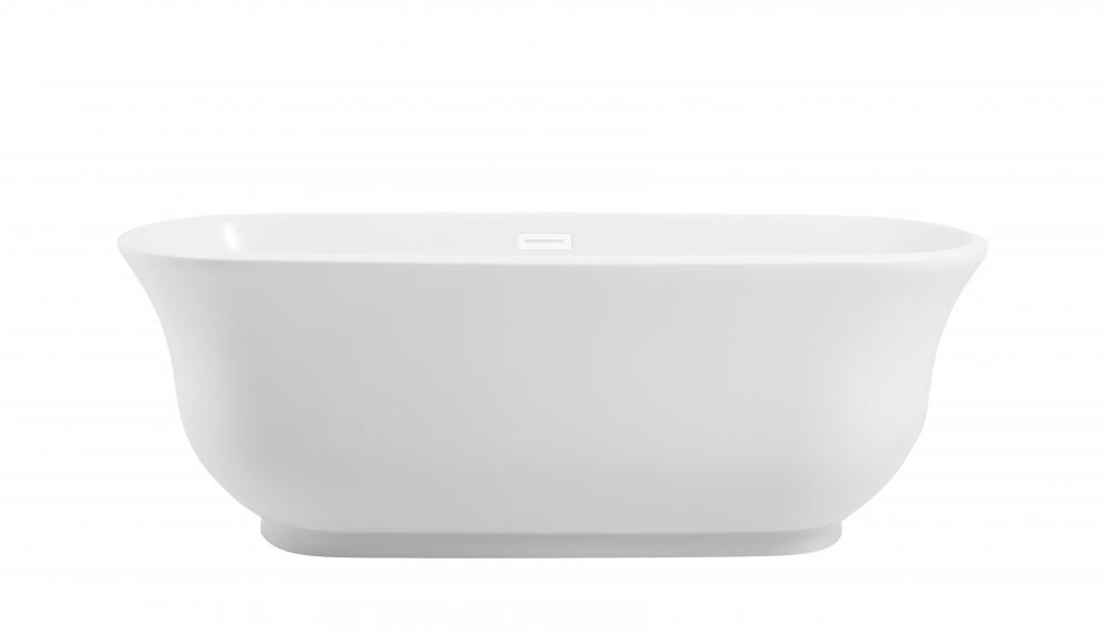 67 inch Soaking Bathtub in Glossy White with Polished White Trim