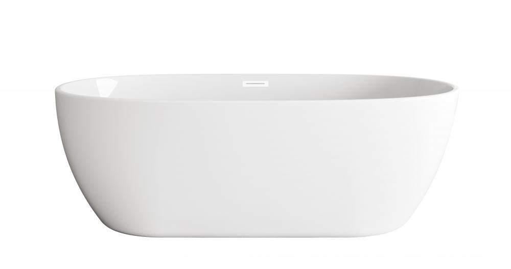 77 inch Soaking Bathtub in Glossy White with Polished White Trim