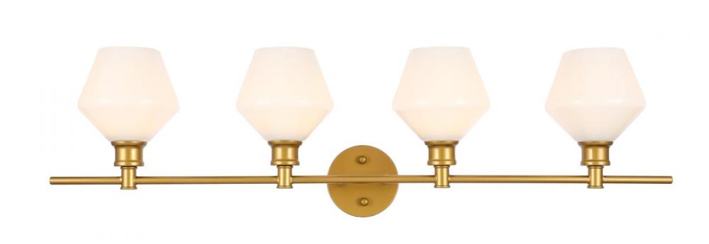 Gene 4 light Brass and Frosted white glass Wall sconce