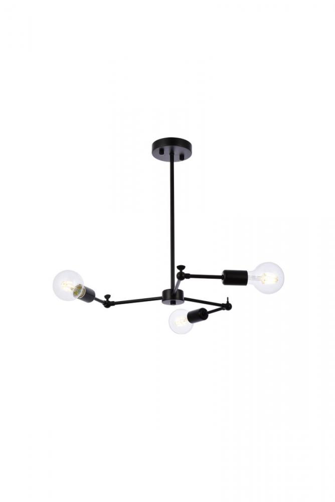 Furlong 3 Lights Black Pendant