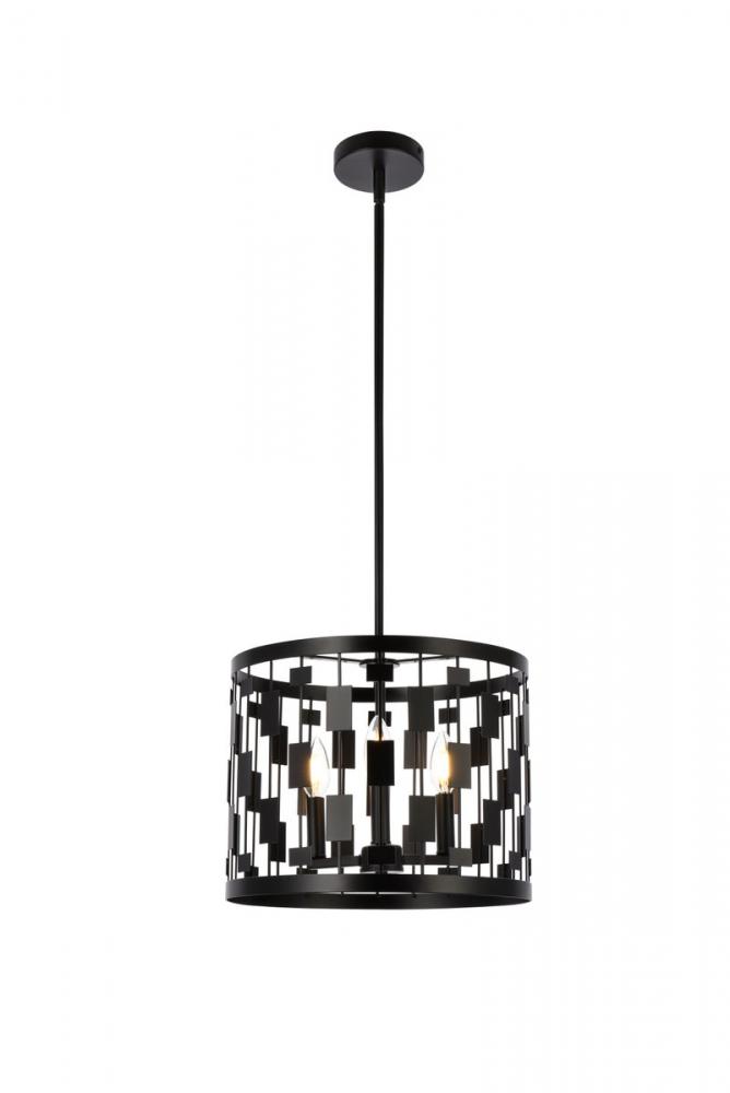 Levante 3 lights pendant in black