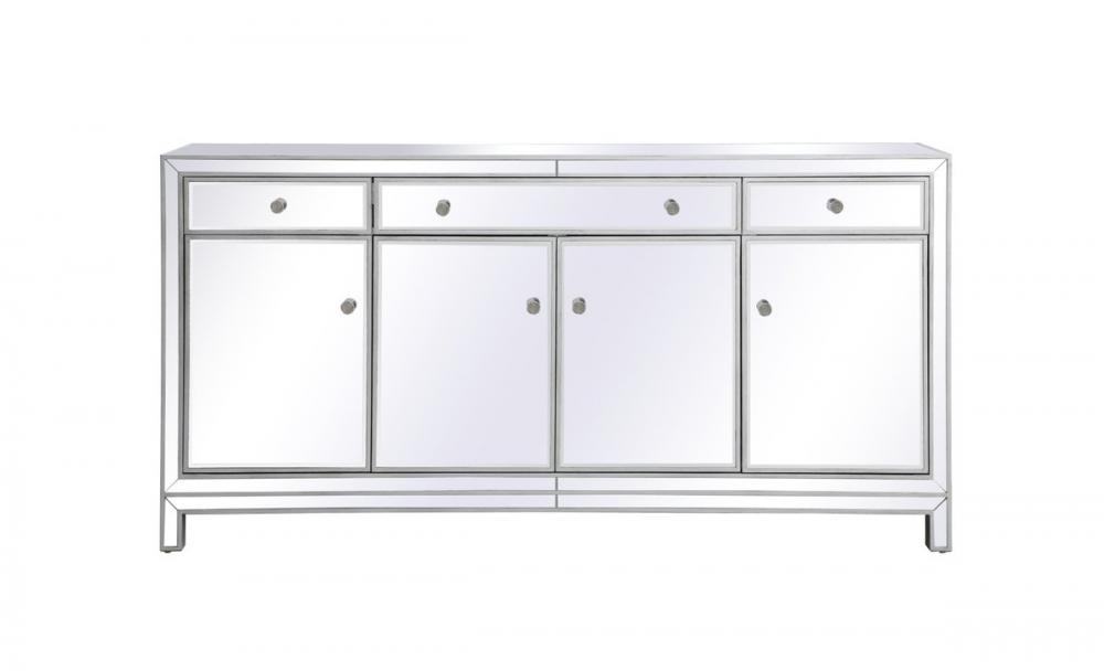 Reflexion 72 In. Mirrored Credenza in Antique Silver