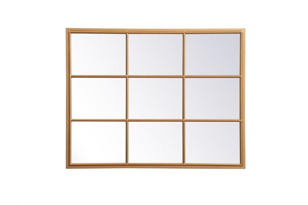 Metal Windowpane Mirror 32 Inchx40 Inch in Brass