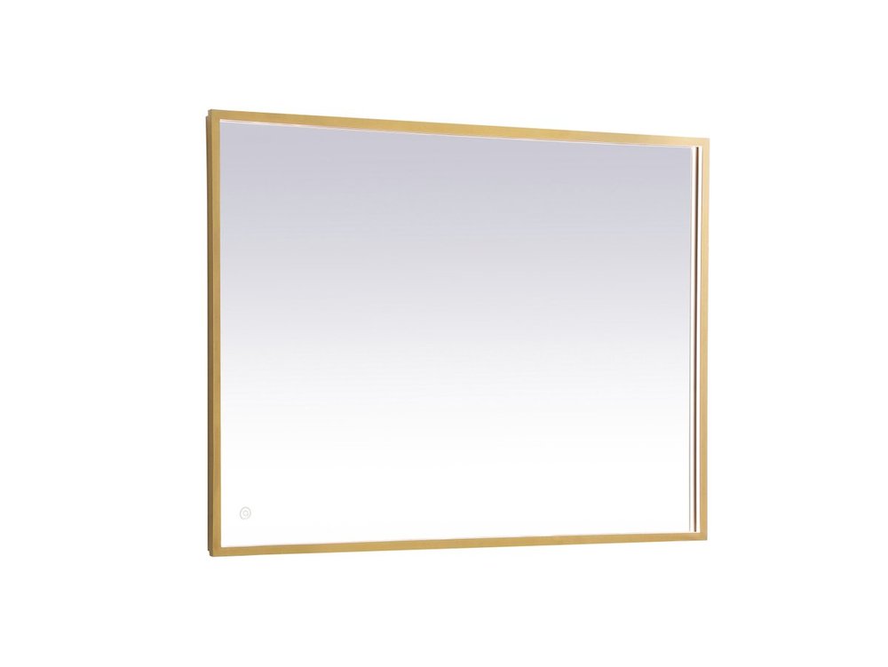 Pier 30x30 inch LED mirror with adjustable color temperature 3000K/4200K/6400K in brass