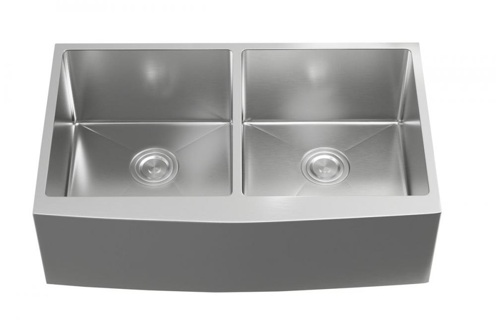 Stainless Steel Farmhouse Kitchen Double Sink L33''xW21''xH10"
