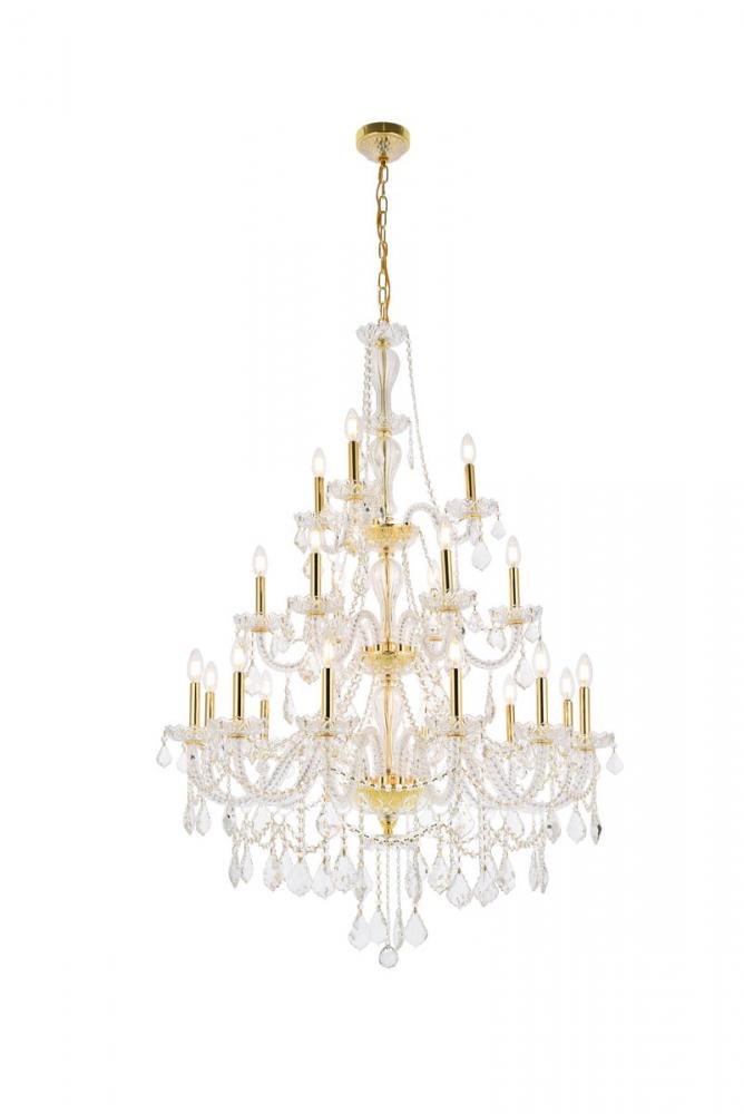 Giselle 21 Light Gold Chandelier Clear Royal Cut Crystal