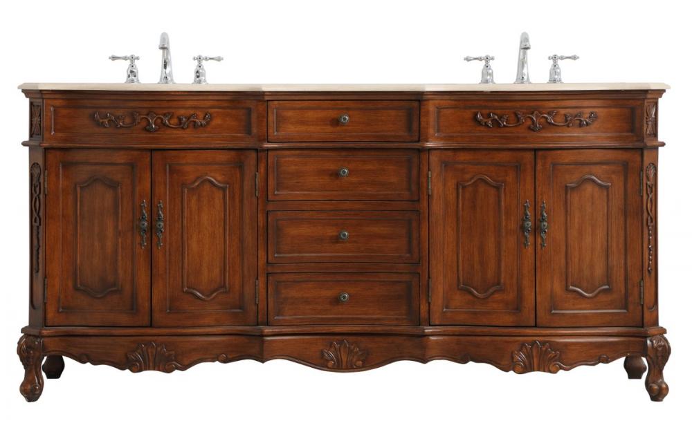 72 Inch Double Bathroom Vanity in Teak