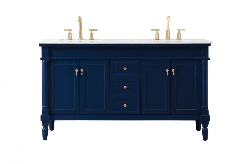 60 Inch Double Bathroom Vanity in Blue