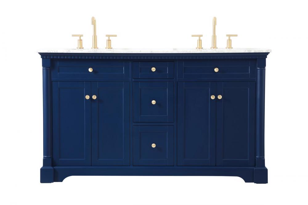 60 Inch Double Bathroom Vanity in Blue