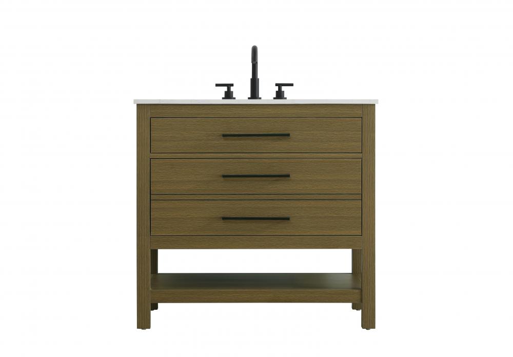 36 inch Single Bathroom Vanity in Chestnut Brown