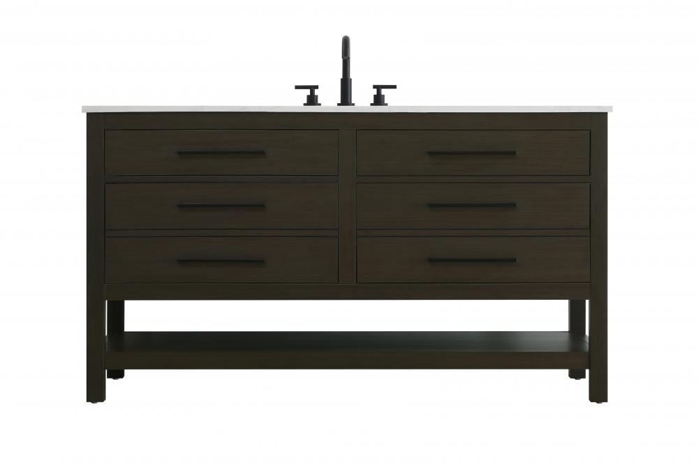 60 inch Single Bathroom Vanity in Mocha Brown