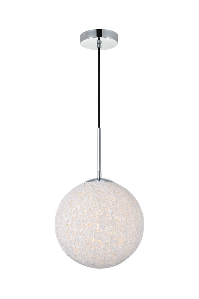 Malibu 1 Light Chrome Pendant With paper string ball