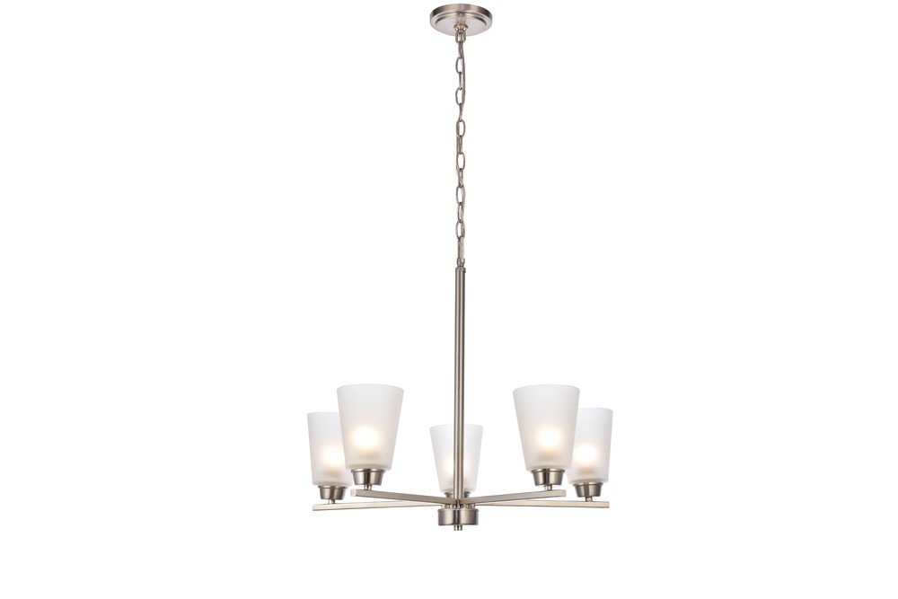 Biff Collection Chandelier D24 H22 Lt:5 Brushed Nickel Finish