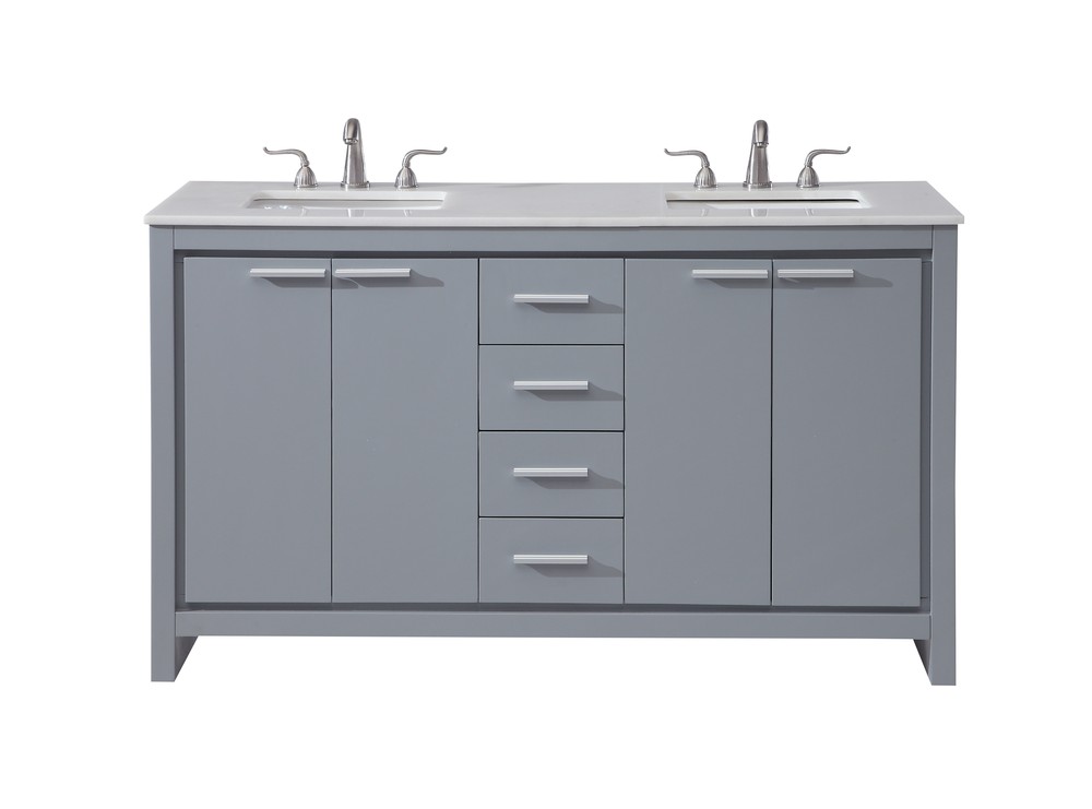 60 In. Double Bathroom Vanity Set In Grey