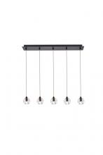 Elegant 3505D32BK - Eren 5 Lights Black Pendant