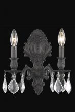 Elegant 9602W10DB/RC - Monarch 2 Light Dark Bronze Wall Sconce Clear Royal Cut Crystal