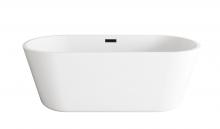 Elegant BT10665GW-MBK - 65 inch Soaking Bathtub in Glossy White with Matte Black Trim