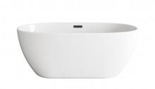 Elegant BT10759GW-MBK - 59 inch Soaking Bathtub in Glossy White with Matte Black Trim