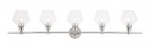 Elegant LD2324C - Gene 5 light Chrome and Clear glass Wall sconce