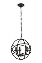 Elegant LD4006D14DB - Octavia Collection Pendant D14 H15 Lt:3 Dark Brown Finish