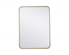 Elegant MR802230BR - Soft Corner Metal Rectangular Mirror 22x30 Inch in Brass