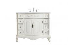 Elegant VF10142AW-VW - 42 Inch Single Bathroom Vanity in Antique White with Ivory White Engineered Marble