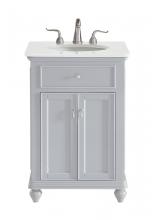 Elegant VF12324GR-VW - 24 Inch Single Bathroom Vanity in Light Grey with Ivory White Engineered Marble