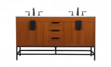 Elegant VF48860DMTK - 60 Inch Double Bathroom Vanity in Teak