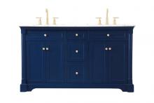 Elegant VF53060DBL - 60 Inch Double Bathroom Vanity in Blue