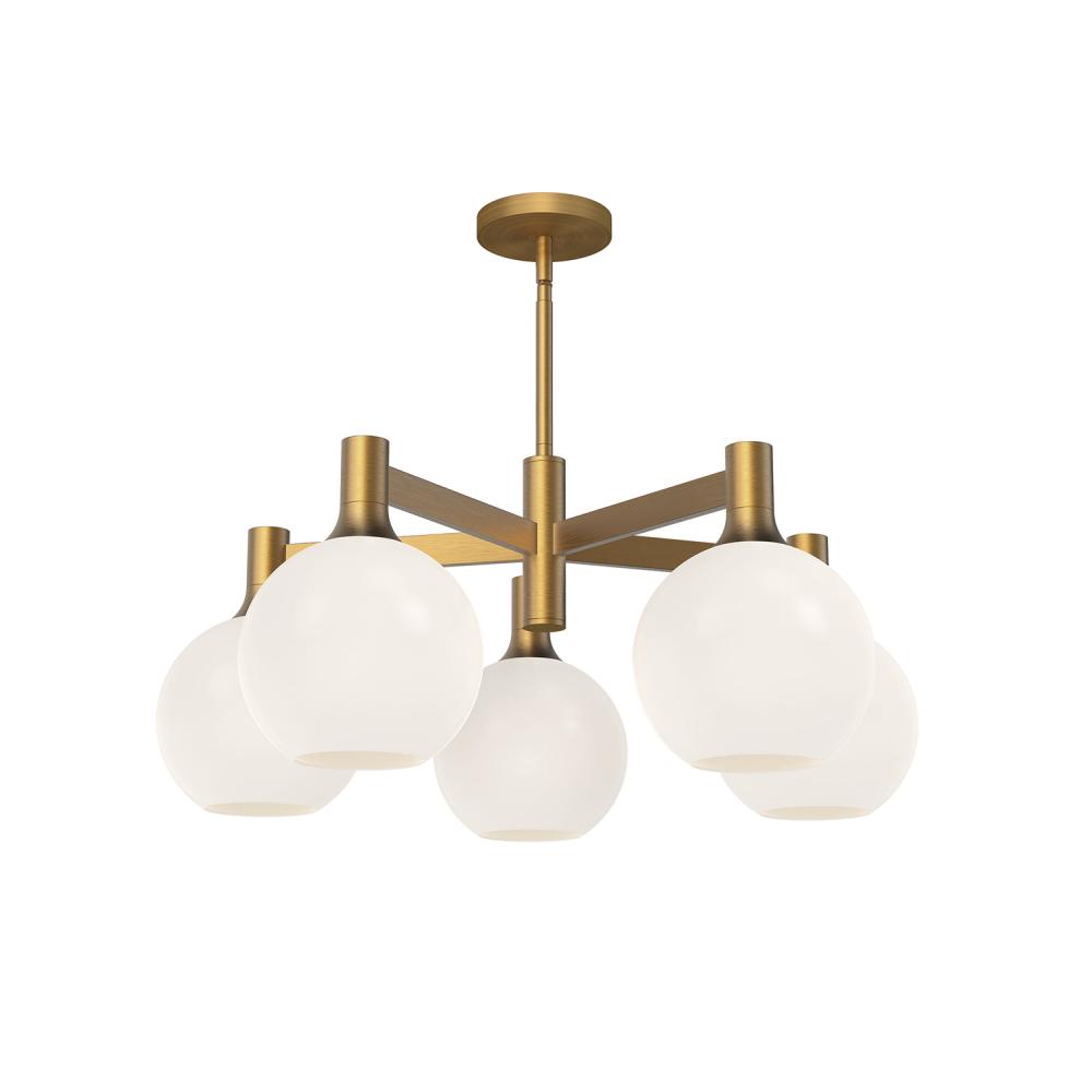 Castilla 29-in Aged Gold/Opal Matte Glass 5 Lights Chandeliers