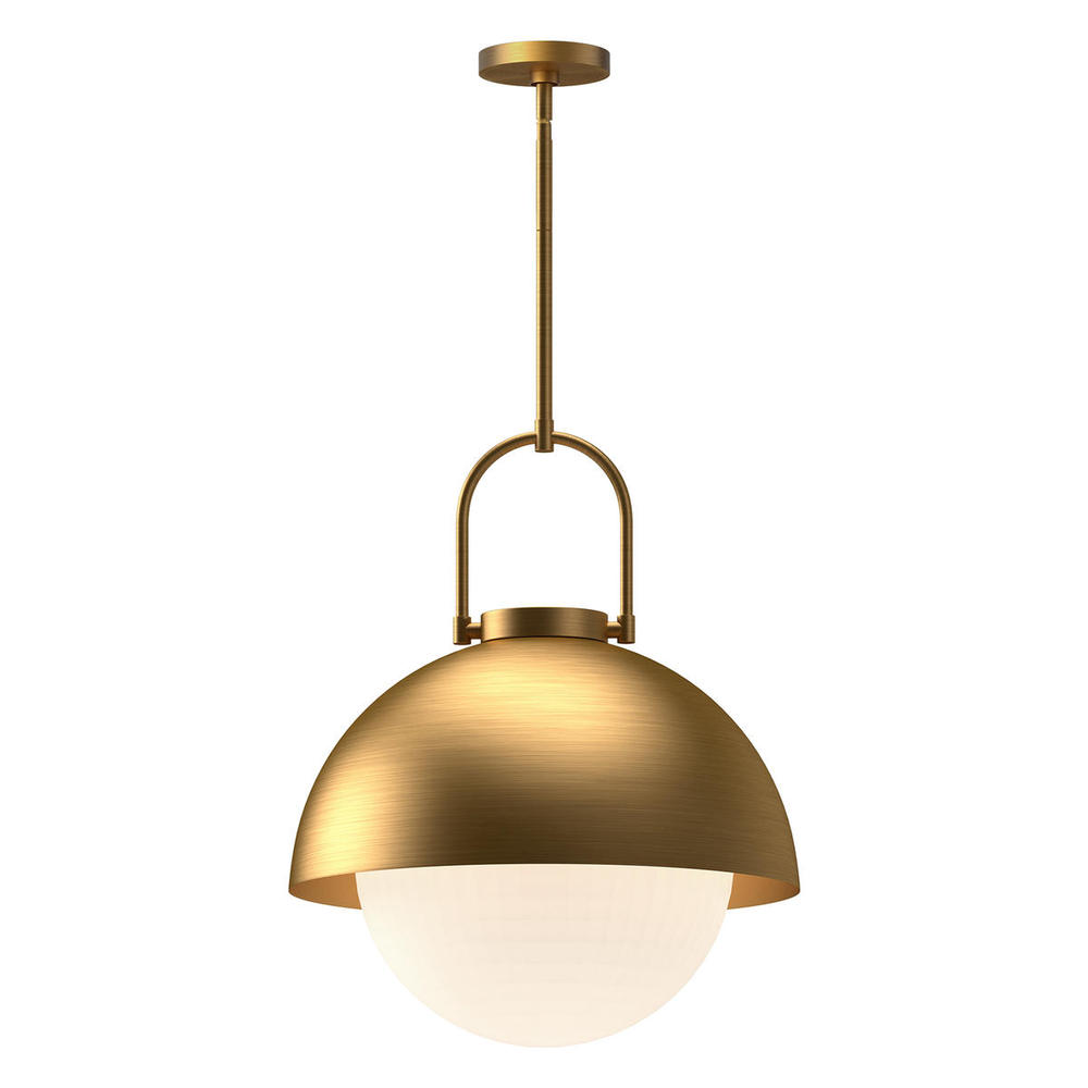 Harper 16-in Aged Gold/Opal Matte Glass 1 Light Pendant