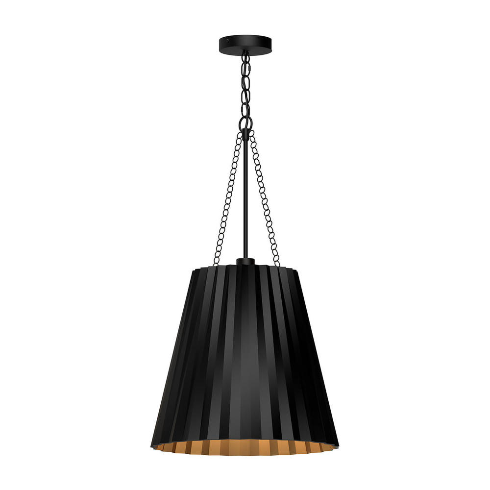 Plisse 16-in Matte Black 1 Light Pendant