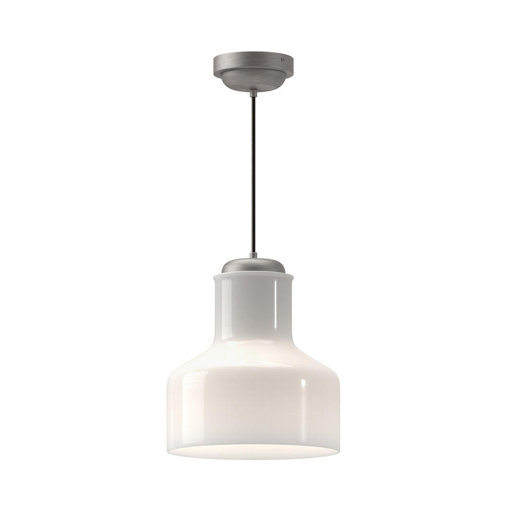 Westlake 11-in Brushed Nickel/Glossy Opal Glass 1 Light Pendant