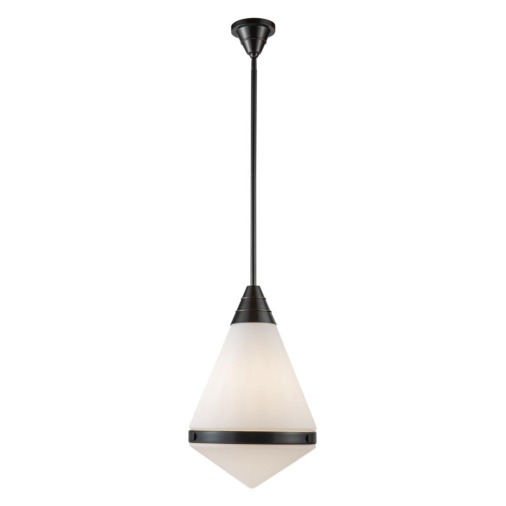 Willard 22-in Urban Bronze/Opal Matte Glass 1 Light Pendant