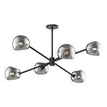 Alora Lighting CH548637MBSM - Willow 37-in Matte Black/Smoked Solid Glass 6 Lights Chandeliers