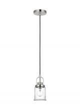 Visual Comfort & Co. Studio Collection 6544701-962 - Anders industrial 1-light indoor dimmable mini pendant in brushed nickel finish with clear glass sh